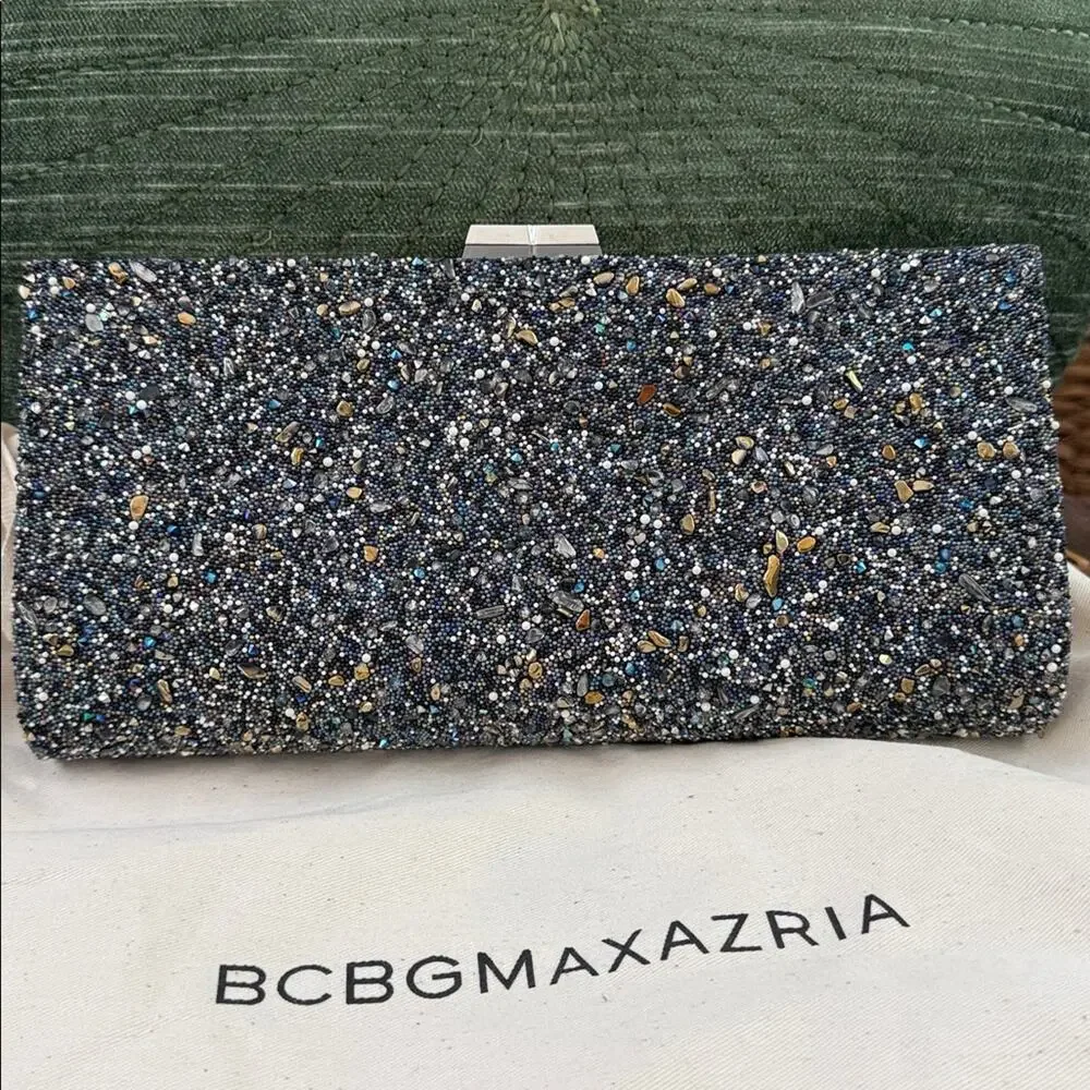 BCBG Max Azria Athena Multicolor Stone Fancy Sparkles Crossbody Clutch Bag Purse
